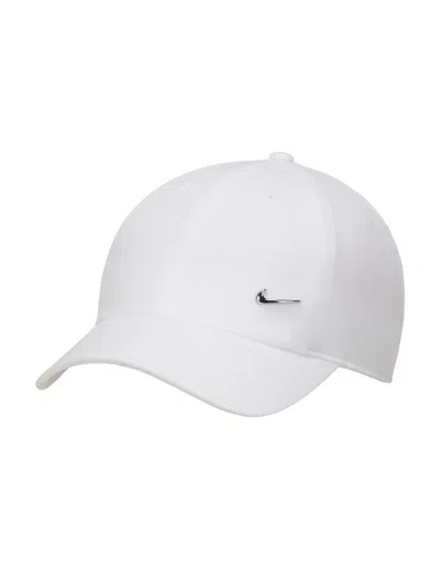 Nike Women's Dri-fit Club Unstructured Metal Swoosh Cap In White