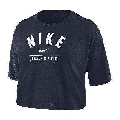 Nike Women's Dri-fit Cropped Track & Field T-shirt In Blue