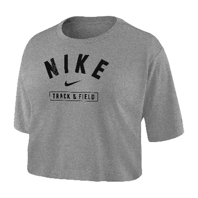 Nike Women's Dri-fit Cropped Track & Field T-shirt In Grey