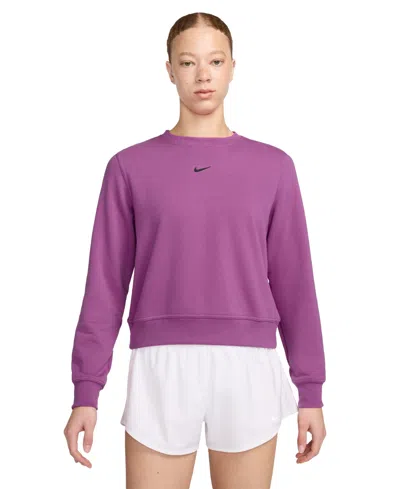 Nike Women's Dri-fit One Crewneck French Terry Sweatshirt In Carbon Heather,gray