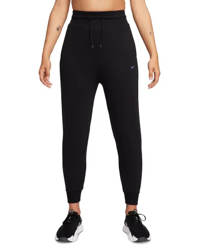 Nike Women's Dri-fit One High-waisted 7/8 French Terry Jogger Pants In Black,black