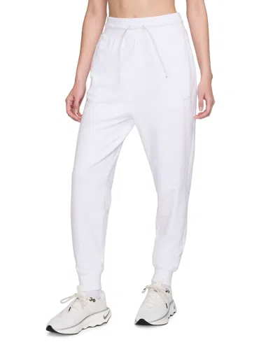 Nike Women's Dri-fit One French Terry High-waisted 7/8 Joggers In White,black