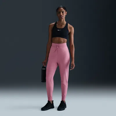 Nike Women's Dri-fit One High-waisted 7/8 French Terry Jogger Pants In Pink