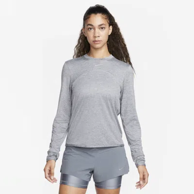 Nike Women's Dri-fit Swift Element Uv Crew-neck Running Top In Grey
