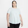 Nike Plus Size Active Dri-fit Women's Short-sleeve Logo T-shirt In Glacier Blue,pure,htr,white