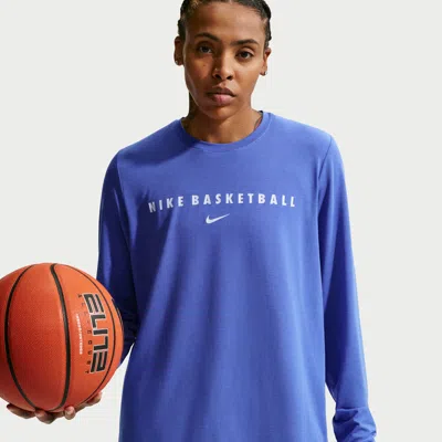 Nike Women's Dri-fit Long-sleeve Warm-up Basketball Top In Blue