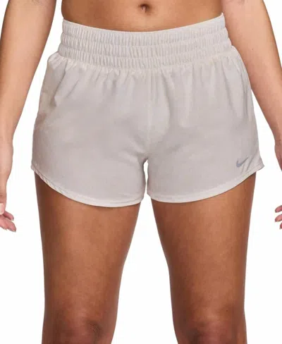 Nike Women's Dri-fit Mid-rise 3" Shorts In White/phantom In Gray
