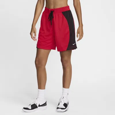 Nike Women's Essential Dri-fit Mesh Basketball Shorts In University Red/black/white