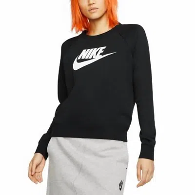 Nike Women's Essential Fleece Sweatshirt In Black/white In Multi