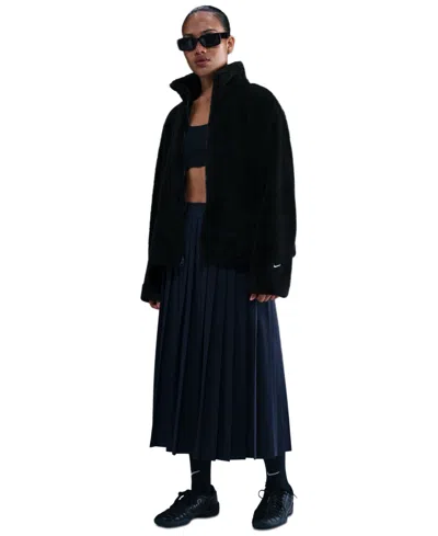 Nike Women's Essential Sherpa High-pile Fleece Jacket In Black