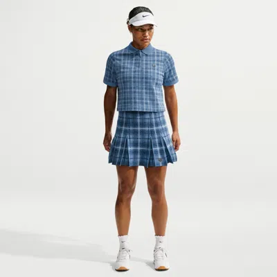 Nike Women's Fairway Fresh Plaid Golf Sweater Skirt In Blue