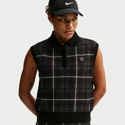 Nike Women's Fairway Fresh Plaid Golf Sweater Vest In Black