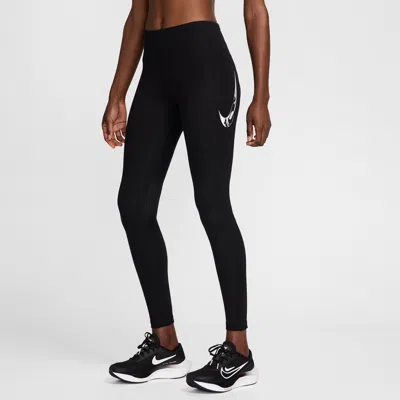 Nike Women's Fast Mid-rise 7/8 Running Leggings With Pockets In Black