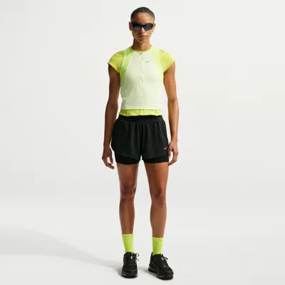 Nike Women's Flow Dri-fit 2-in-1 Mesh Running Shorts In Black
