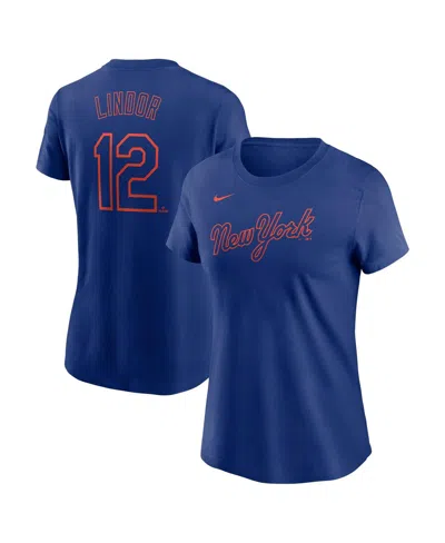 Nike Women's Francisco Lindor Royal New York Mets Fuse Name Number T-shirt