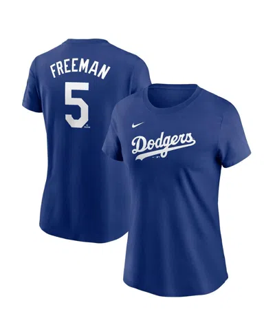 NIKE WOMEN'S FREDDIE FREEMAN ROYAL LOS ANGELES DODGERS FUSE NAME NUMBER T-SHIRT