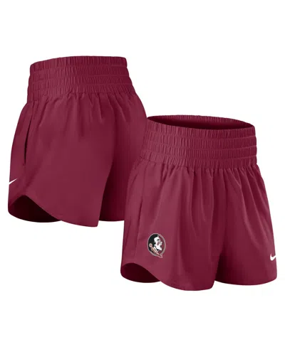 Nike Women's Garnet Florida State Seminoles Performance One Dri-fit High-rise Shorts In Burgundy
