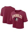 Nike Women's Garnet Florida State Seminoles Power Pursuit Athletic Prep Arch Performance Cropped T-shirt