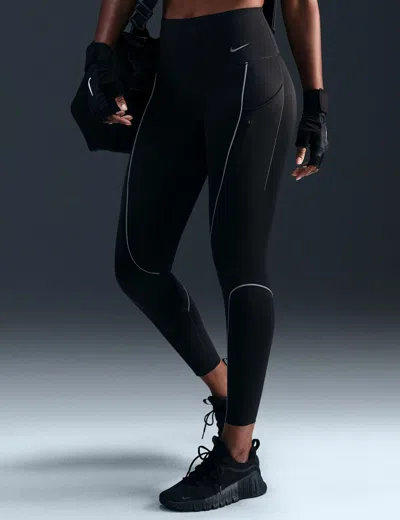 Nike Women's Go High Waisted 7/8 Leggings With Pockets In Black