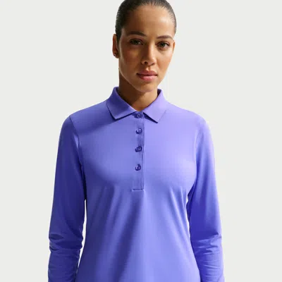 Nike Women's Golf Club Dri-fit Uv Long-sleeve Golf Polo In Blue