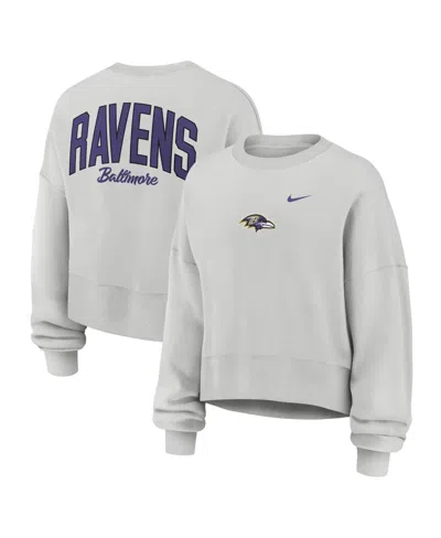 Nike Women's Gray Baltimore Ravens Oversized Primetime Phoenix Fleece Sweatshirt In Gold