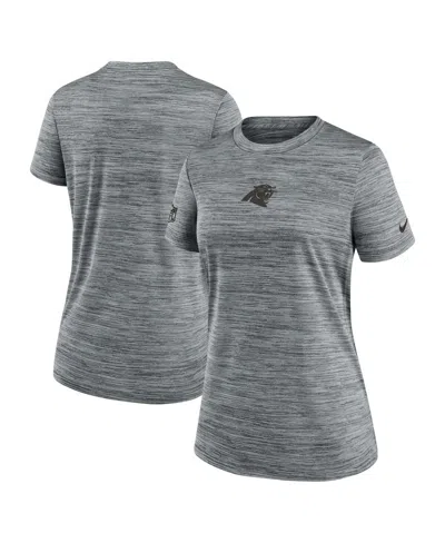 NIKE WOMEN'S GRAY CAROLINA PANTHERS SIDELINE VELOCITY PERFORMANCE T-SHIRT