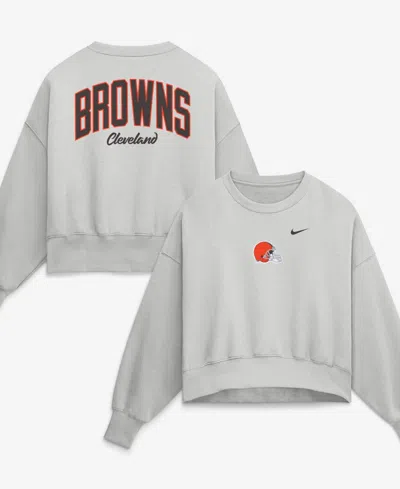 Nike Women's Gray Cleveland Browns Oversized Primetime Phoenix Fleece Sweatshirt