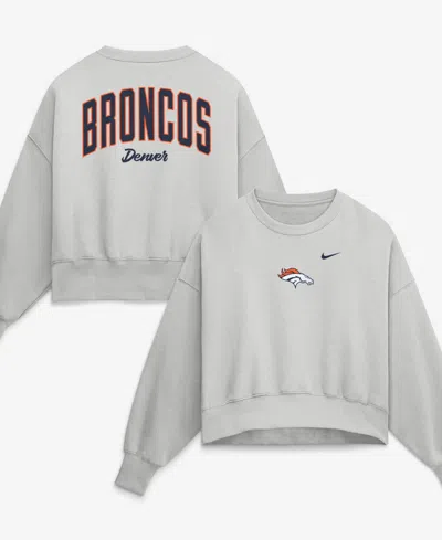 Nike Women's Gray Denver Broncos Oversized Primetime Phoenix Fleece Sweatshirt