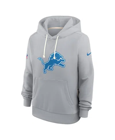 NIKE WOMEN'S GRAY DETROIT LIONS SIDELINE STANDARD ISSUEÂ INITIAL HOMEÂ DRI-FIT HOODIE