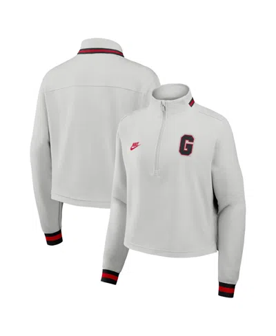 Nike Women's Gray Georgia Bulldogs Legacy Heritage Dri-fit Half-zip Sweatshirt
