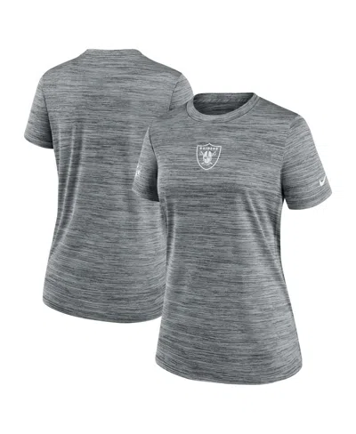 NIKE WOMEN'S GRAY LAS VEGAS RAIDERS SIDELINE VELOCITY PERFORMANCE T-SHIRT