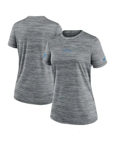 NIKE WOMEN'S GRAY LOS ANGELES CHARGERS SIDELINE VELOCITY PERFORMANCE T-SHIRT