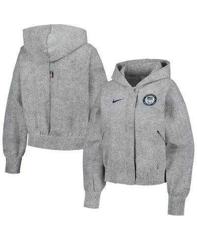 Nike Women's Gray U.s. Paralympics 2024 Paralympics Media Day Oversized Cropped Performance Full-zip Hood