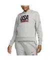 Nike Gray Usa Basketball Authentic Practice Club Pullover Hoodie In Gray