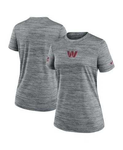 NIKE WOMEN'S GRAY WASHINGTON COMMANDERS SIDELINE VELOCITY PERFORMANCE T-SHIRT