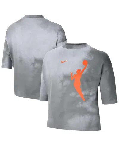 Nike Women's Gray Wnba Team 13 Shadow-dye Boxy Cropped T-shirt