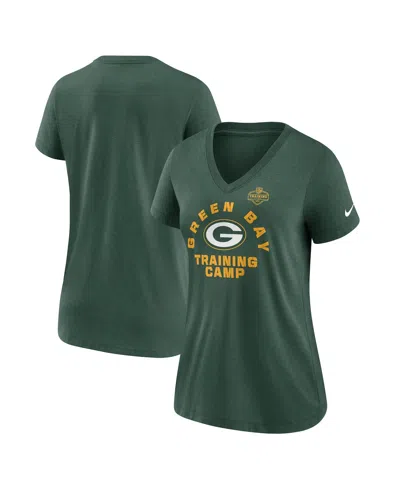 Nike Women's Green Green Bay Packers 2022 Training Camp Tri-blend V-neck T-shirt