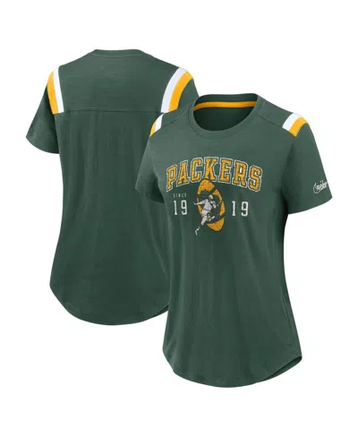 Nike Women's Green Green Bay Packers Historic Slub Fashion T-shirt