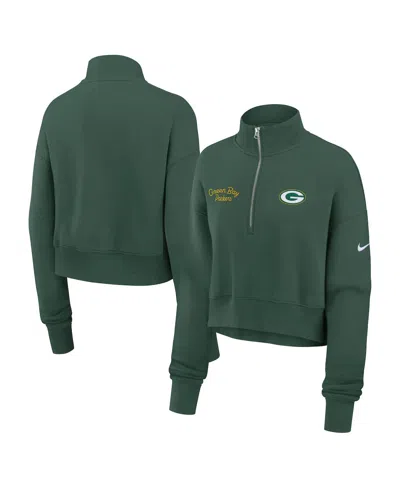 NIKE WOMEN'S GREEN GREEN BAY PACKERS PRIMETIME PHOENIX HALF-ZIP SWEATSHIRT