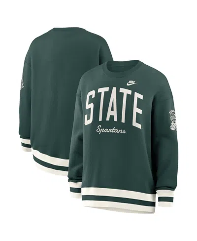 Nike Women's Green Michigan State Spartans Oversized Legacy Arch Phoenix Sweatshirt In Green,white