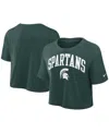 Nike Green Michigan State Spartans Power Pursuit Athletic Prep Arch Performance Cropped T-shirt