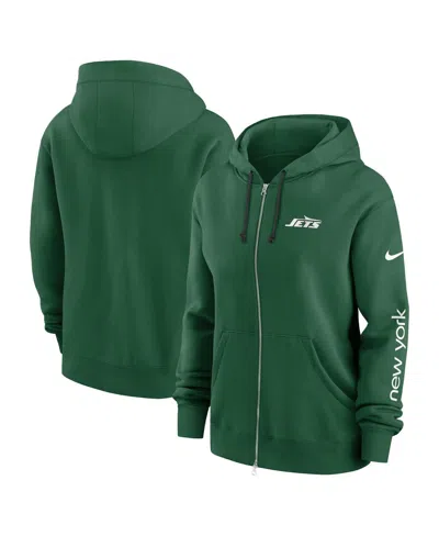 Nike Women's Green New York Jets Phoenix Hoodie Full-zip Sweatshirt