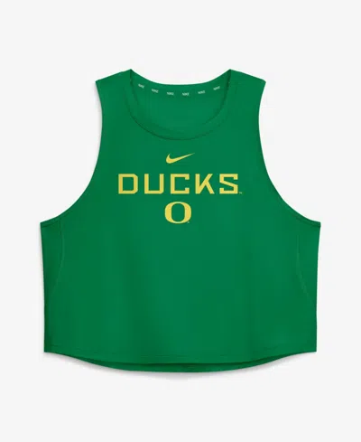 Nike Women's Green Oregon Ducks One Dri-fit Cropped Tank Top In Multi