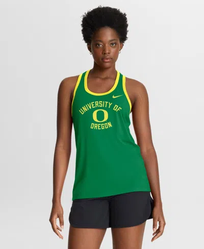 Nike Women's Green Oregon Ducks Uni Name Tri-blend Dri-fit Tank Top
