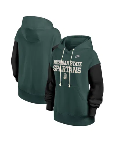 Nike Women's Green/black Michigan State Spartans Oversized Legacy Phoenix Pullover Hoodie