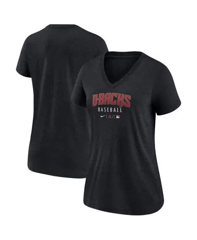Nike Women's Heather Black Arizona Diamondbacks Authentic Collection Tri-blend V-neck T-shirt