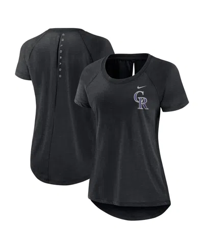 Nike Women's Heather Black Colorado Rockies Summer Breeze Raglan Fashion T-shirt