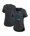 Nike Women's Heather Black Miami Marlins Touch Tri-blend T-shirt In Heather Black