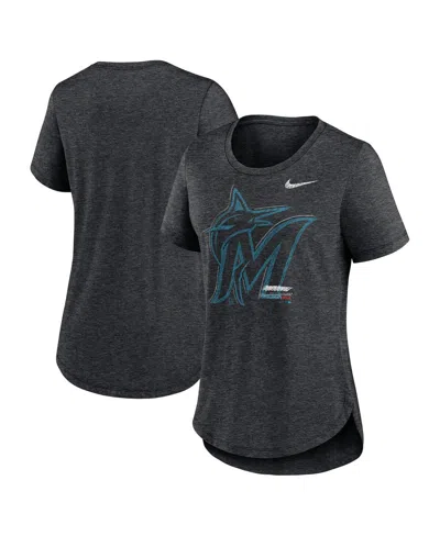 Nike Women's Heather Black Miami Marlins Touch Tri-blend T-shirt