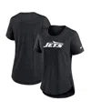 Nike Women's Heather Black New York Jets Tri-blend Fashion T-shirt In Black